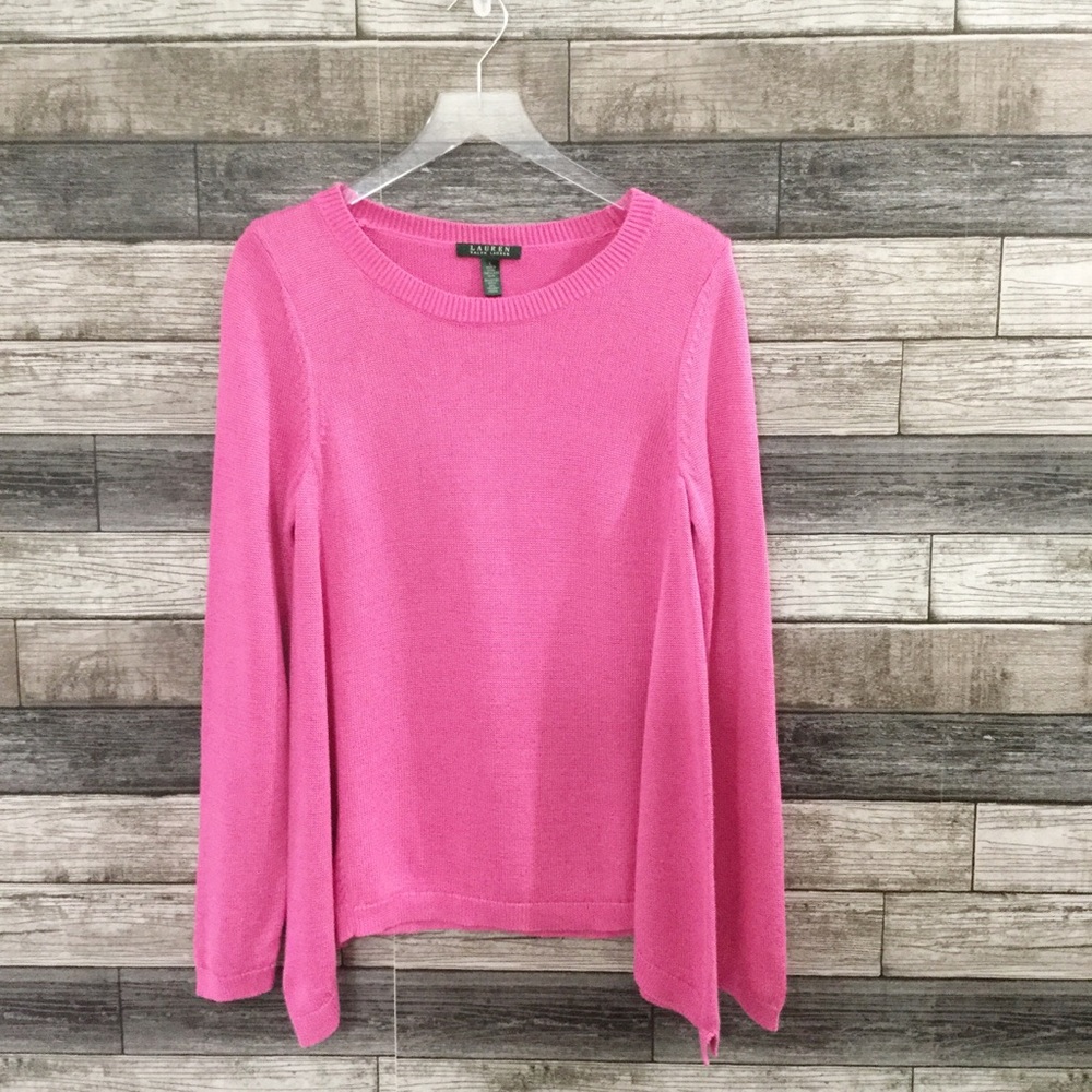 Ralph Lauren pink scoop neck w/ flair out detail L